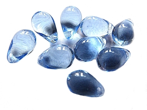 Glastropfen, Glasperlen Tropfen, 6x9mm, blau, 10 Stck
